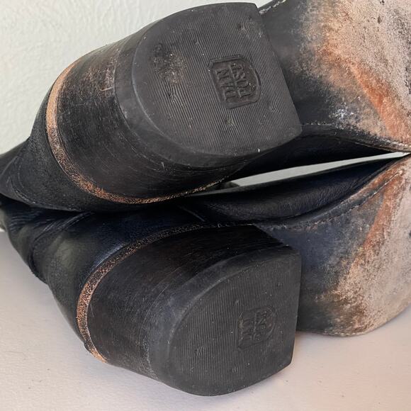 Dan Post Vintage Black Cowboy Boots Stitch Embroidery Pointed Toe Men Sz 8.5 EW - Picture 11 of 16